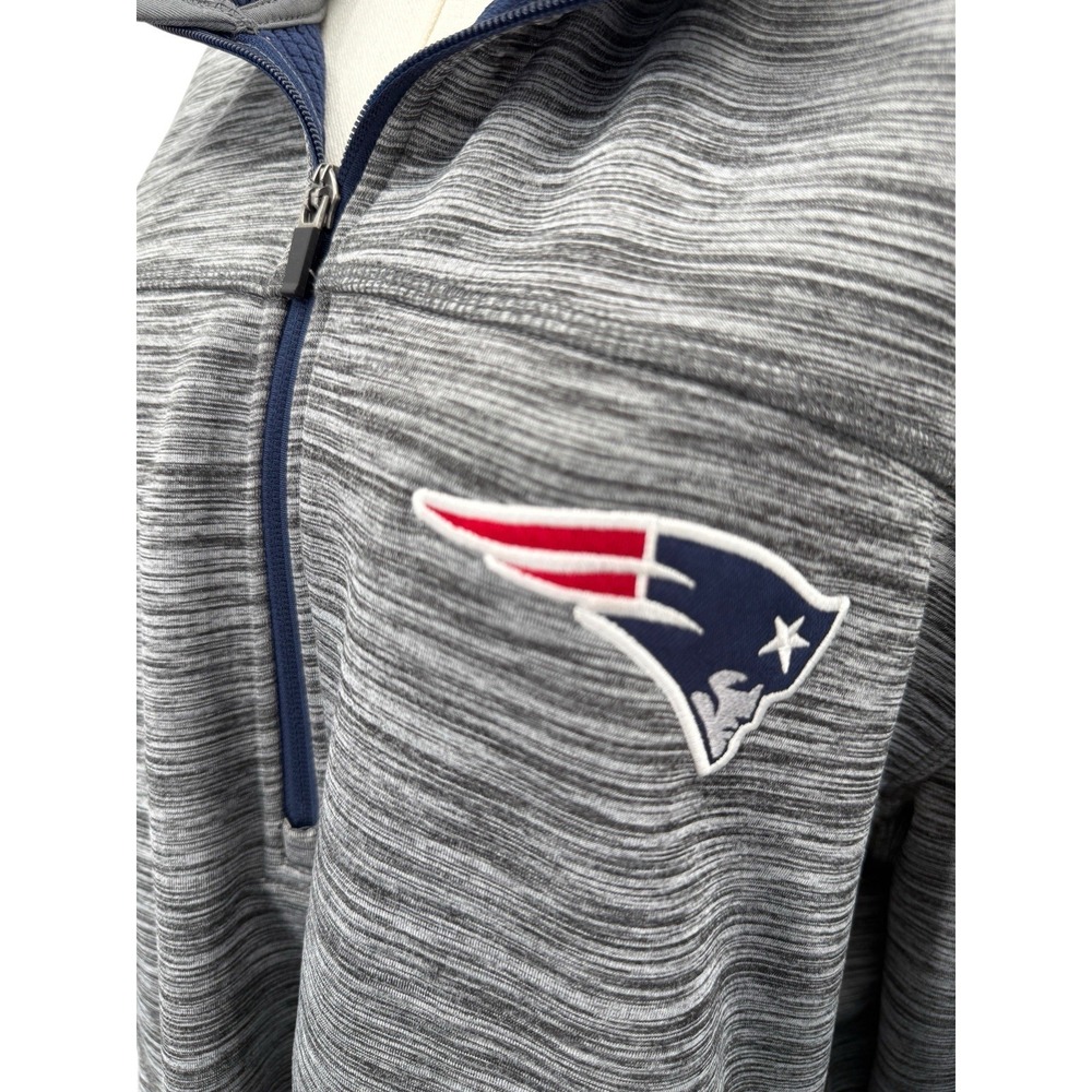 New England Patriots Quarter Zip Pullover Mens XL Gray NFL GIII Jacket Pockets - Picture 6 of 15